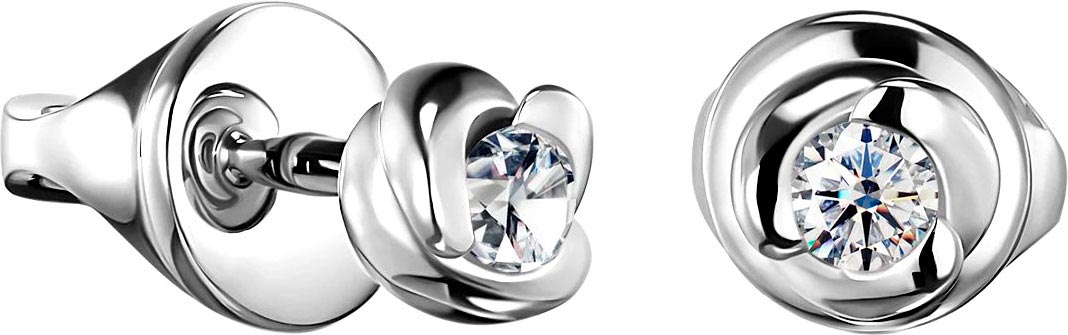 Серьги пусеты-гвоздики из белого золота ALROSA DIAMONDS 9C583F21S с бриллиантами