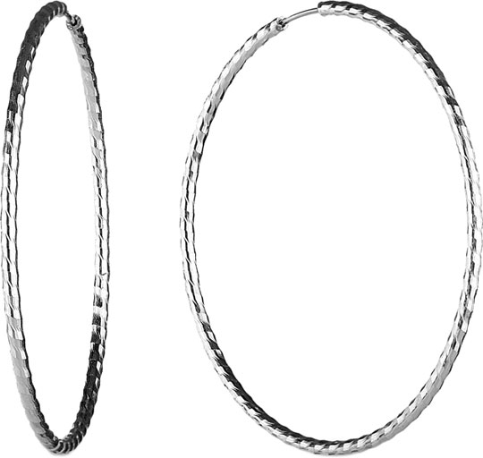 Серебряные серьги кольца конго Aquamarine 30915-S-a