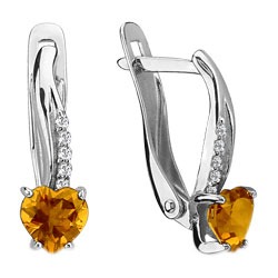 Серебряные серьги Aquamarine 4400806A-S-a с цитринами, фианитами