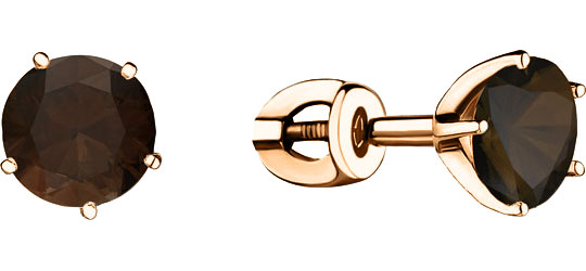 Серебряные серьги пусеты-гвоздики Aquamarine 4403901-S-g-a с с раухтопазами