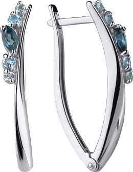 Серебряные серьги Aquamarine 4466266-S-a с топазами