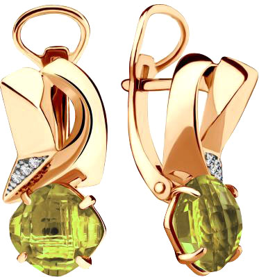 Серебряные серьги Aquamarine 4494719A-S-g-a с султанитами, фианитами