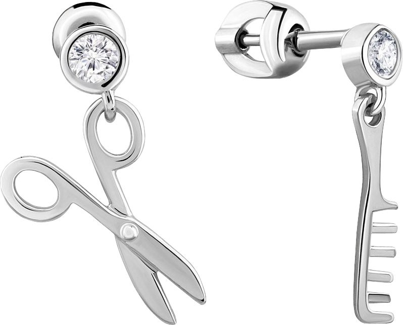 Серебряные серьги с подвесками Aquamarine 46429A-S-a с фианитами