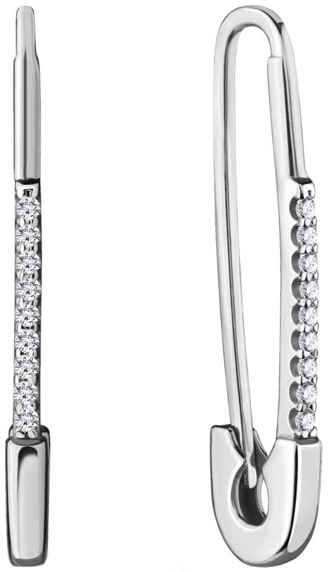 Серебряные длинные серьги ''Булавки'' Aquamarine 48104A-S-a с фианитами