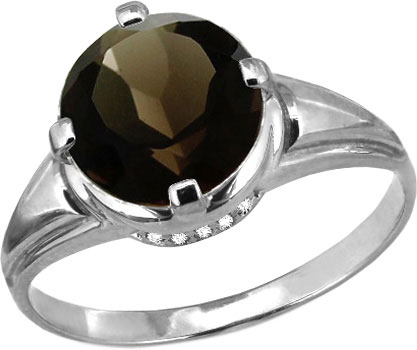 Серебряное кольцо Aquamarine 6394601A-S-a с раухтопазом, фианитами