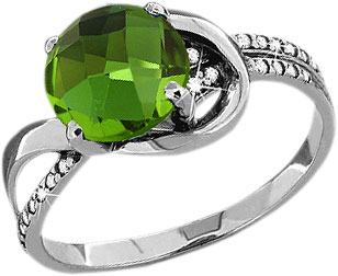 Серебряное кольцо Aquamarine 6527619A-S-a с султанитом, фианитами