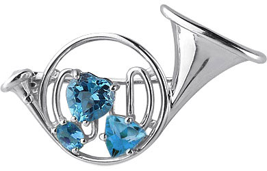 Серебряная брошь Aquamarine 7269405-S-a с топазами