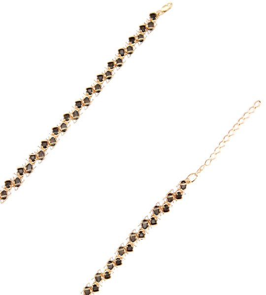 Серебряный браслет цепь Aquamarine 7431501A-S-a с раухтопазами, фианитами