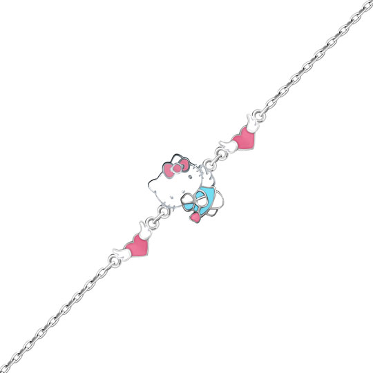 Детский серебряный браслет цепь Aquamarine 74426-S-a с эмалью