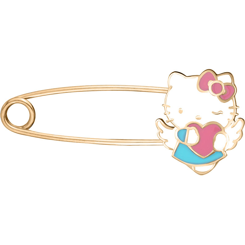 Детская серебряная брошь-булавка Aquamarine 74432-S-g-a с эмалью