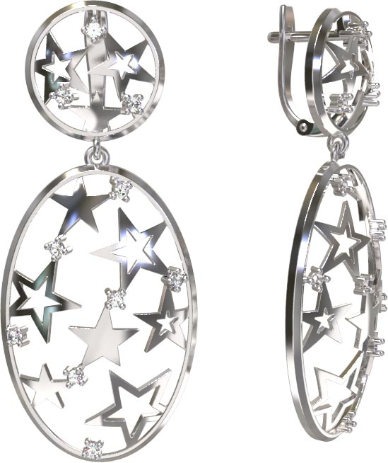 Серебряные серьги с подвесками Арина 1032542-01110 c фианитами