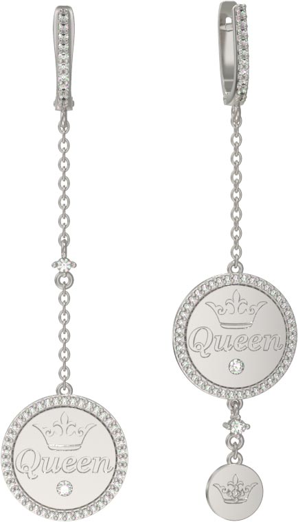 Серебряные длинные серьги с подвесками Арина 1033672-01110 c фианитами