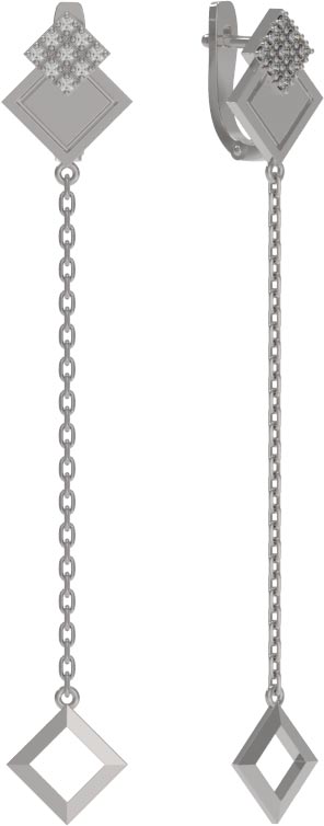 Серебряные длинные серьги с подвесками Арина 1037222-01110 c фианитами