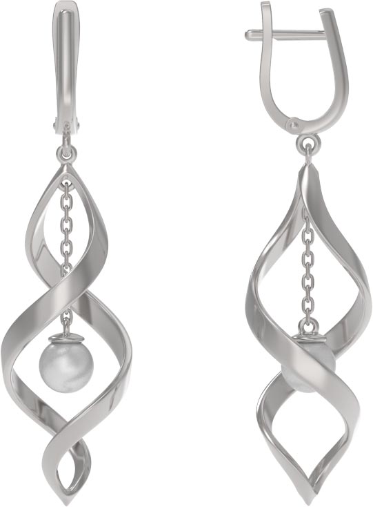 Серебряные серьги с подвесками Арина 1038702-01250-2S c жемчугом Swarovski