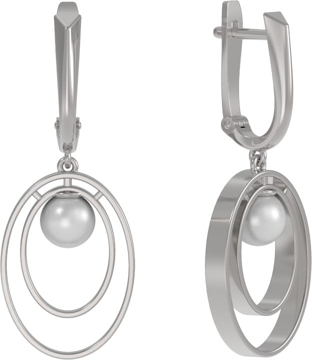 Серебряные серьги с подвесками Арина 1038812-01250-2S c жемчугом Swarovski