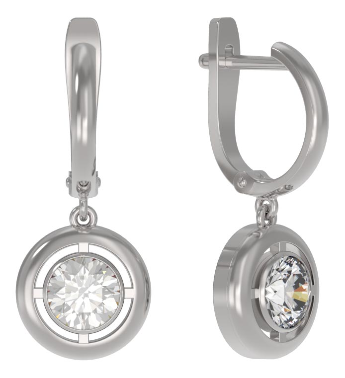 Серебряные серьги круглые с подвесками Арина 1038862-01210 c фианитами