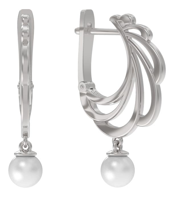 Серебряные серьги с подвесками Арина 1039132-01250-2S c жемчугом Swarovski