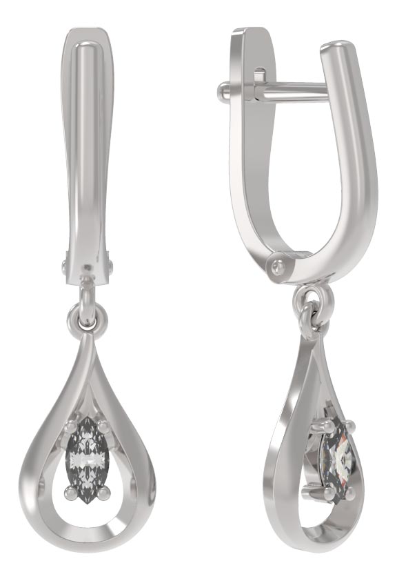 Серебряные серьги капельки с подвесками Арина 1039142-01110 c фианитами