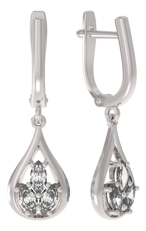 Серебряные серьги капельки Арина 1039152-01110 с фианитами