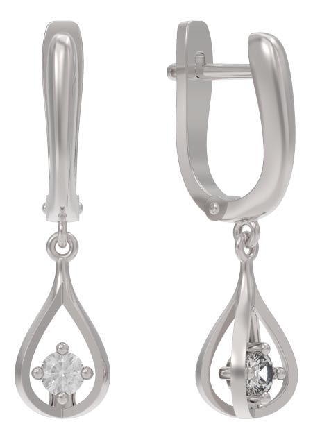 Серебряные серьги капельки Арина 1041592-01110 с фианитами