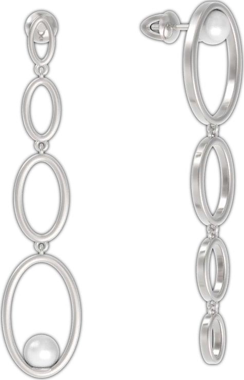 Серебряные длинные серьги с подвесками Арина 1041692-01250-2S с жемчугом Swarovski