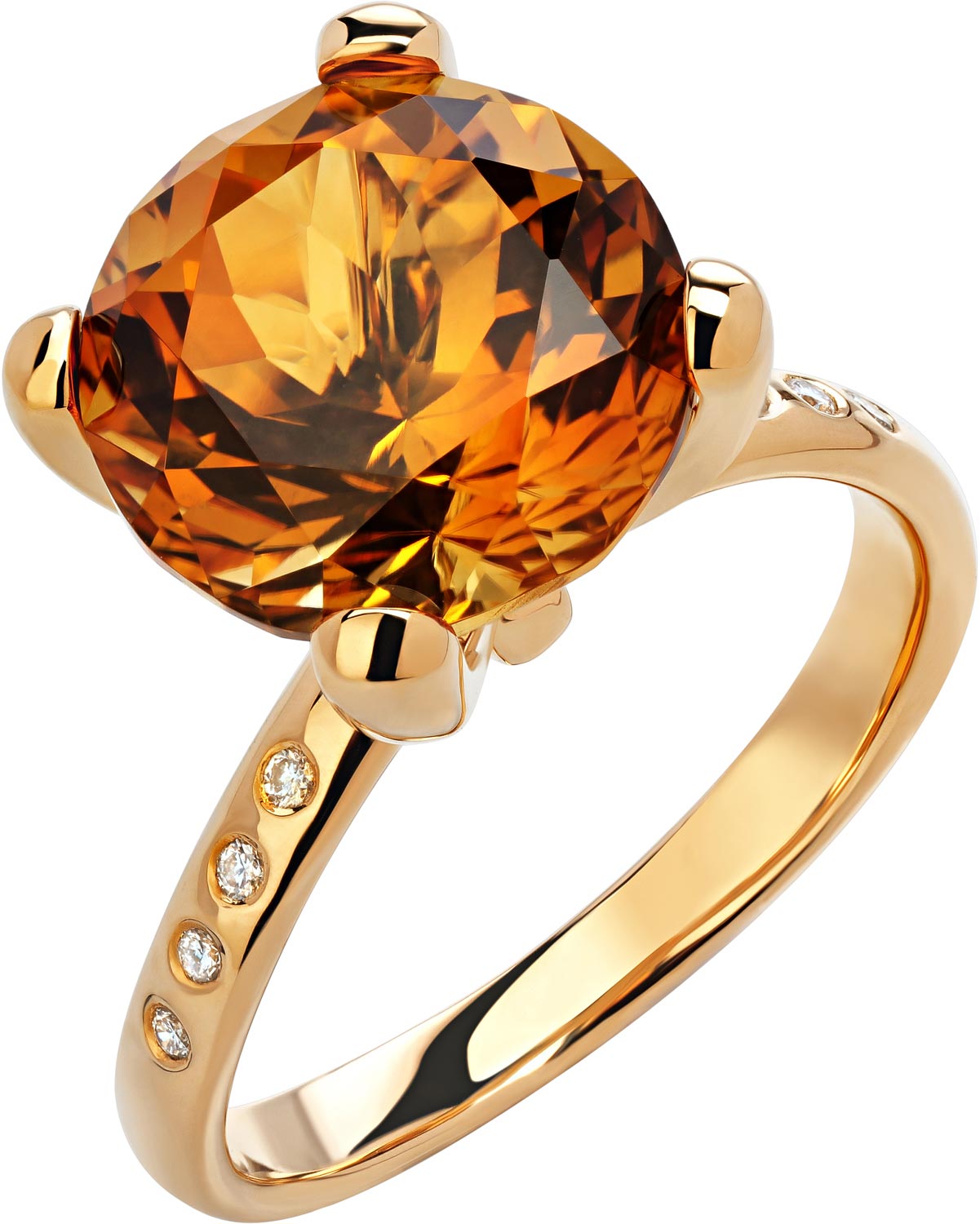 Золотое кольцо Art I Fact Jewellery 0102.0236-rings-brilliant-citrin с цитрином, бриллиантами