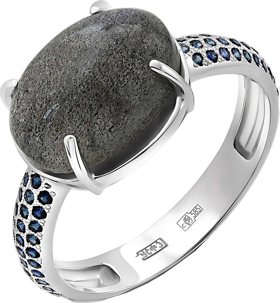 Женский перстень из белого золота Art I Fact Jewellery 0103.0037-rings-labradorit-sapfir с лабрадаритом, сапфирами