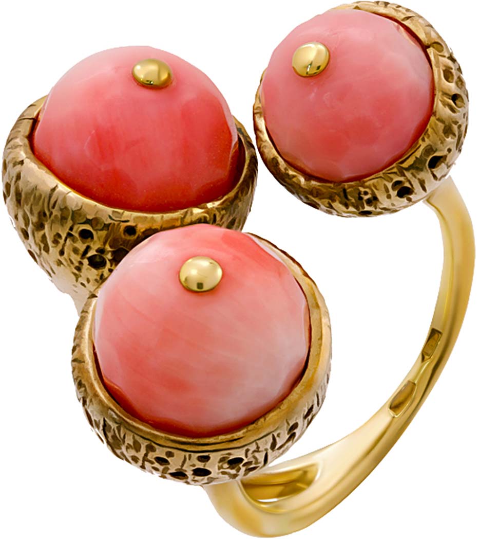 Женский серебряный открытый перстень Art I Fact Jewellery 0126.0020-3-rings-korall с кораллами
