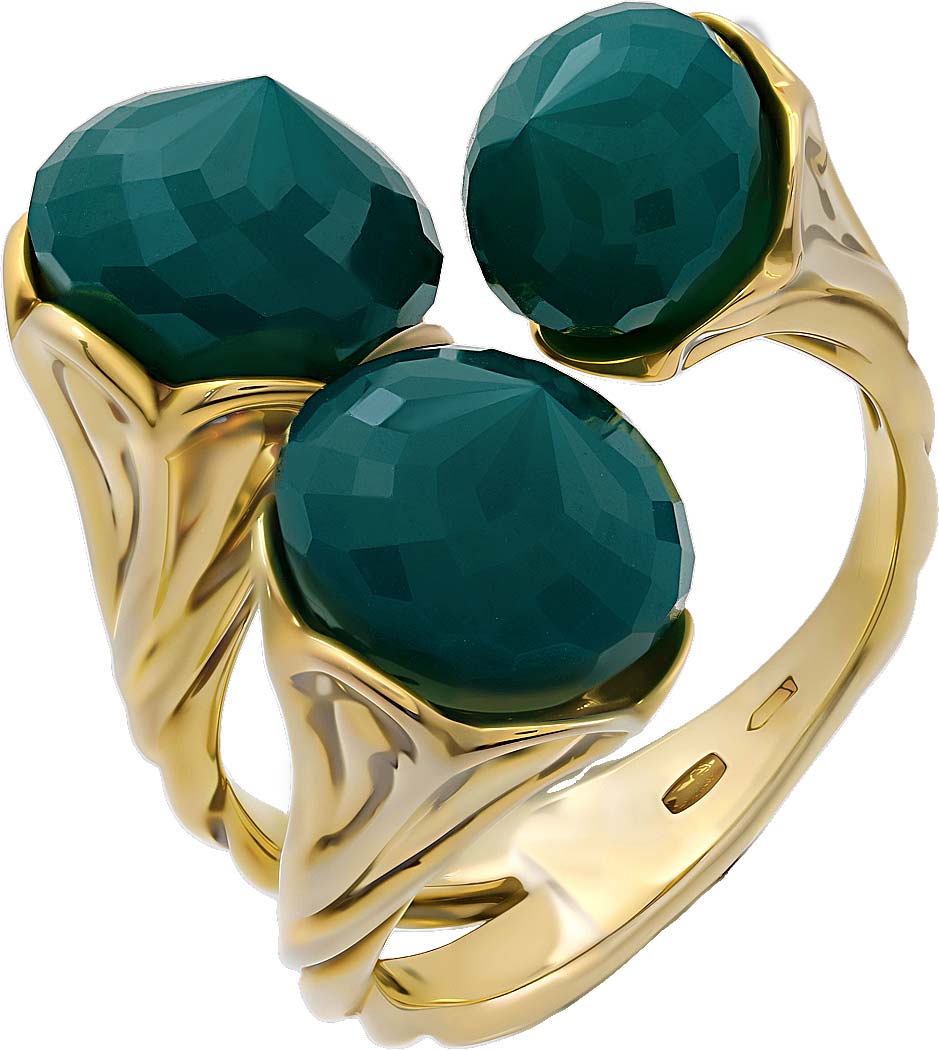Женский серебряный открытый перстень Art I Fact Jewellery 0126.0090-3-rings-agat с зелеными агатами