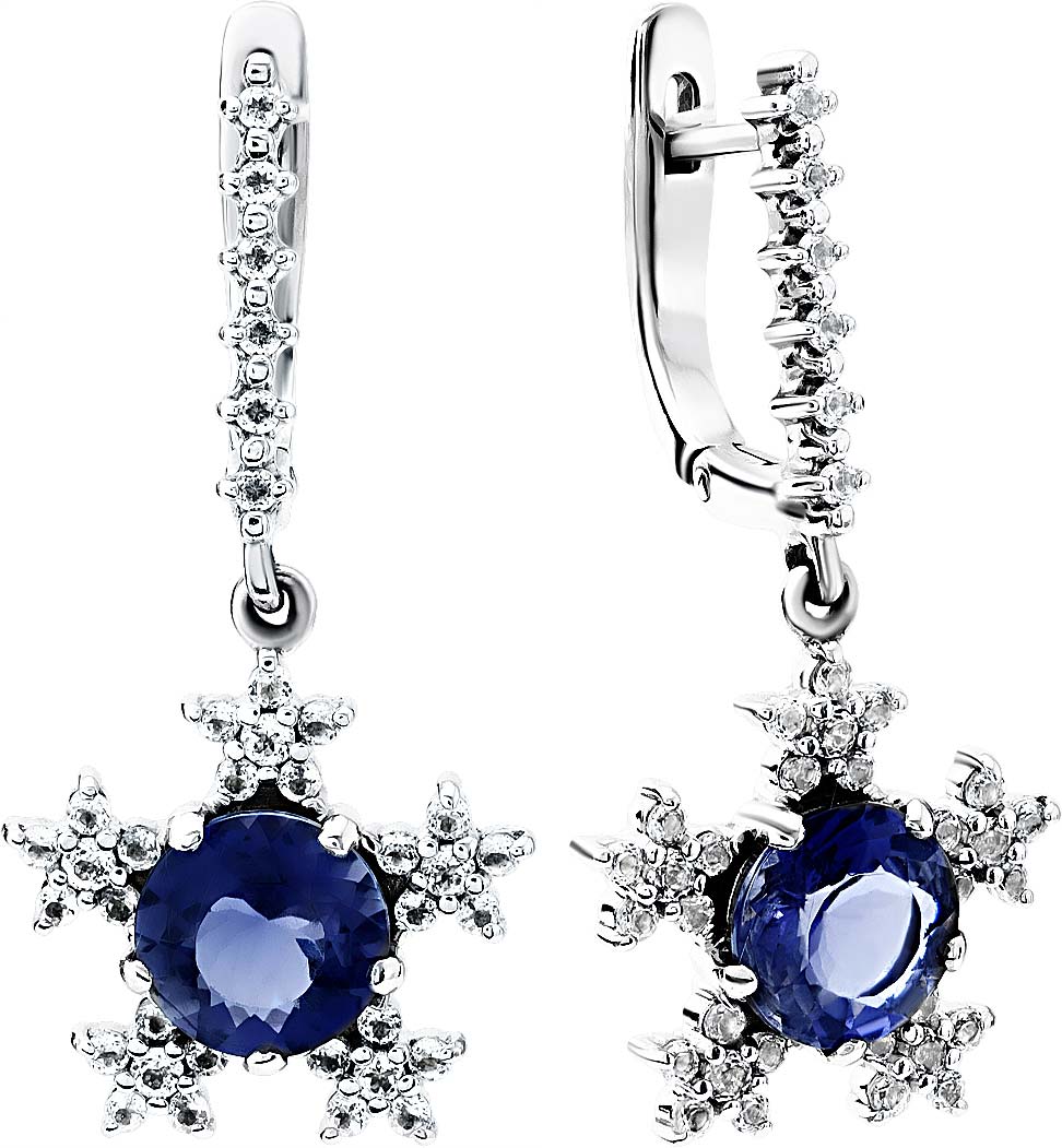 Серьги с подвесками из белого золота Art I Fact Jewellery 0203.0199I-earrings-topaz-iolit с иолитами, топазами