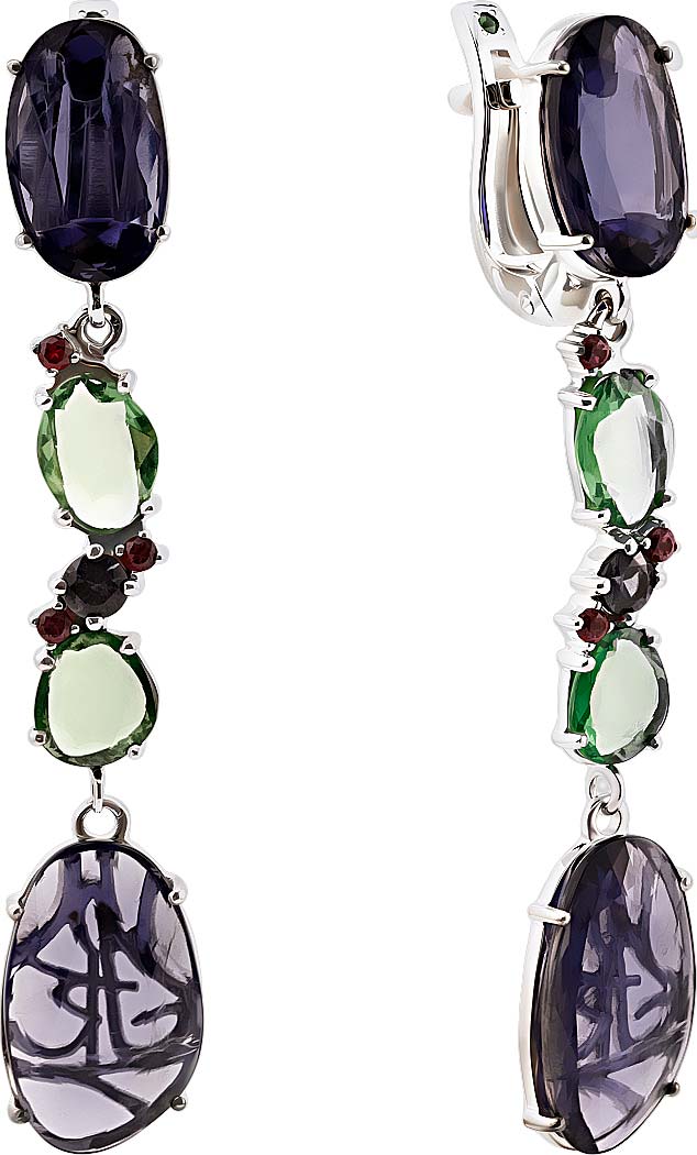      Art I Fact Jewellery 0219.0081-earrings-iolit-rodolit-granat-tsavorit  , , , 