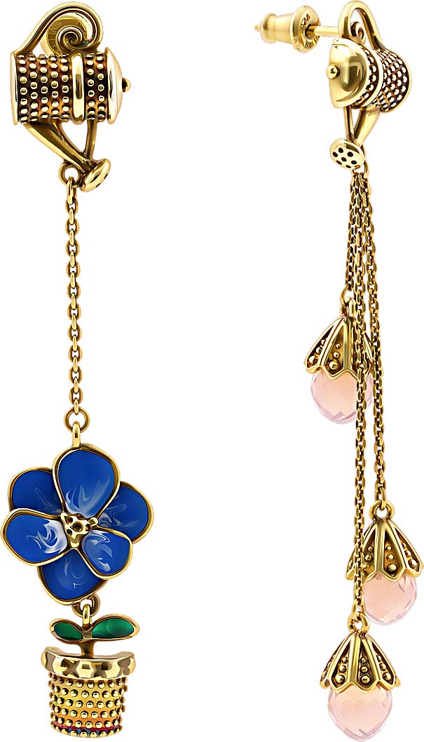 Серебряные длинные серьги Art I Fact Jewellery 0226.0091-earrings-sitall с розовыми ситаллами