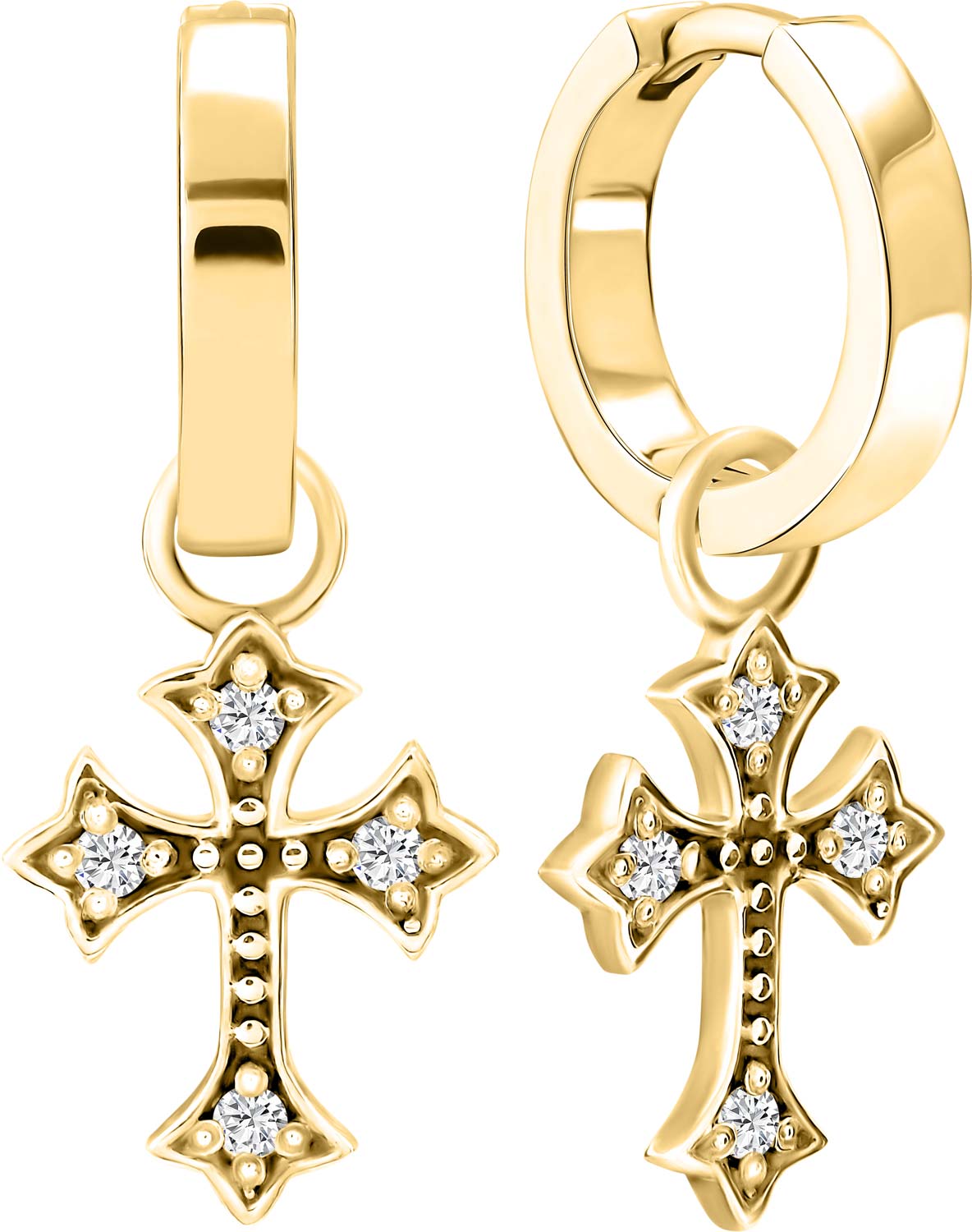 Серебряные серьги с подвесками ''Кресты'' Art I Fact Jewellery 0226.0296Y-earrings-fianit с фианитами