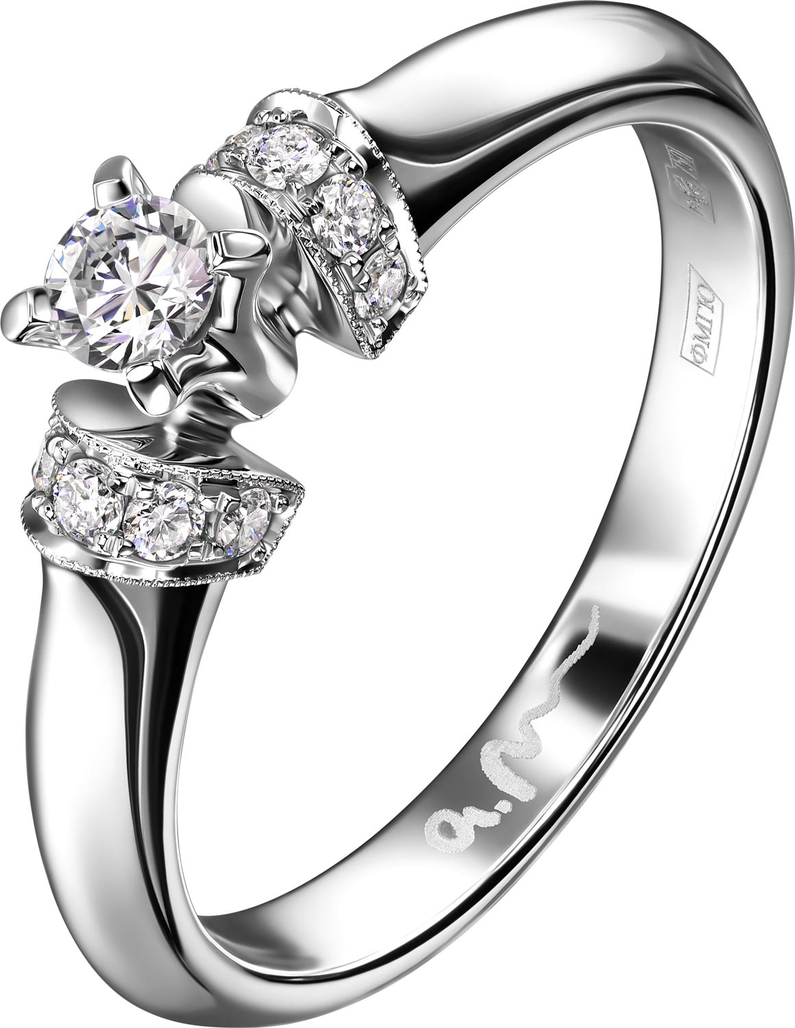 Кольцо из белого золота Арт-Модерн 010132-B с бриллиантами