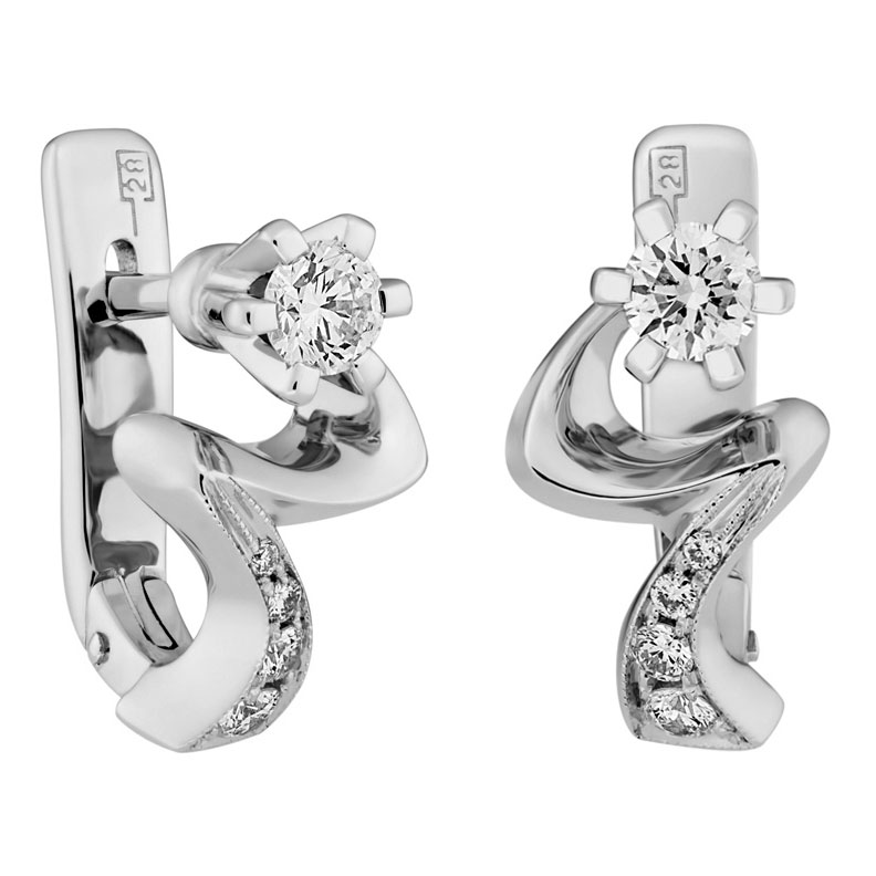 Серьги из белого золота Арт-Модерн 020145-B с бриллиантами
