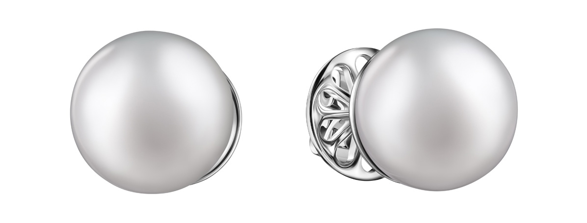 Серьги шарики из белого золота Арт-Модерн 020525-B с жемчугом