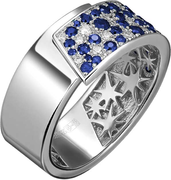 Кольцо из белого золота ArtAuro 1005s-1/1-3_au с сапфирами, бриллиантами