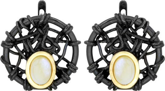 Серебряные серьги круглые Балтзолото АртСтудио 72111059-bz с янтарем