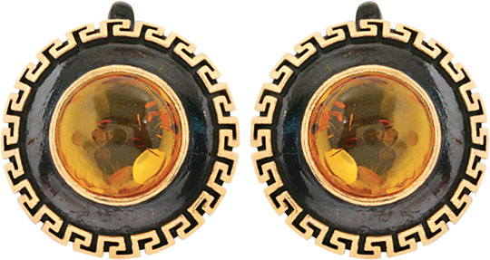 Серебряные серьги круглые Балтзолото АртСтудио 72131329-bz с янтарем