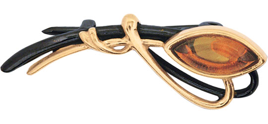 Серебряная брошь Балтзолото АртСтудио 75132002-bz c янтарем