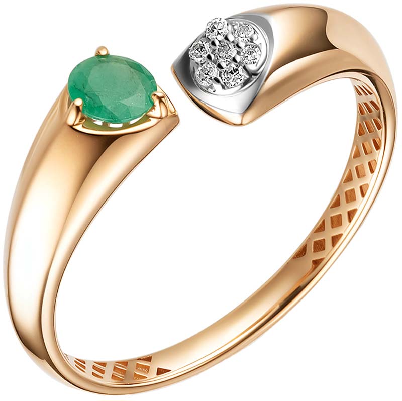 Золотое открытое кольцо Bellissima Tentazione K/1076-0123 с изумрудом, бриллиантами