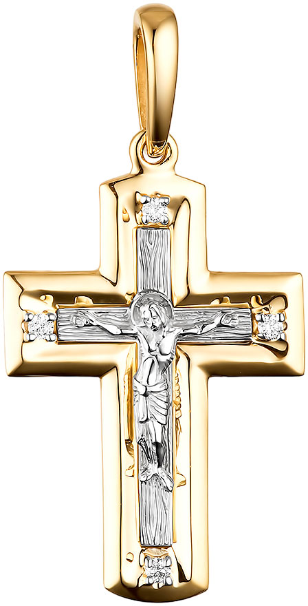 Женский золотой православный крестик с распятием Bellissima Tentazione P/502-320 с бриллиантами