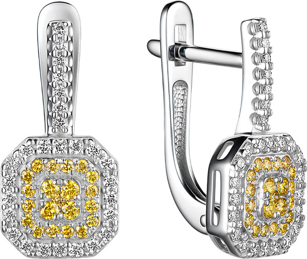 Серьги из белого золота Bellissima Tentazione S/1019-0240/3 c бриллиантами, желтыми бриллиантами