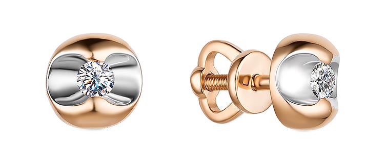 Золотые серьги-пусеты Bellissima Tentazione S/139-120 c бриллиантом