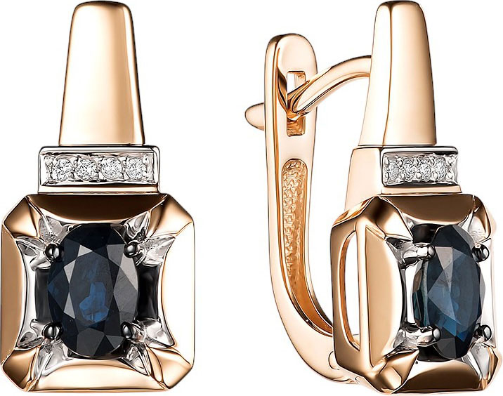 Золотые серьги Bellissima Tentazione S/360-122 с бриллиантами, сапфирами
