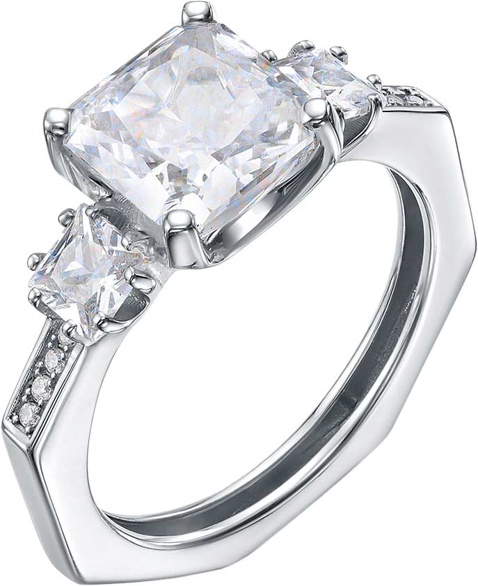 Кольцо из белого золота BERGER B110608 с бриллианитами, фианитами