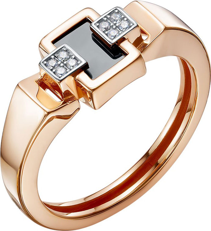 Женский золотой перстень BERGER BR111059 с бриллиантами, ониксом