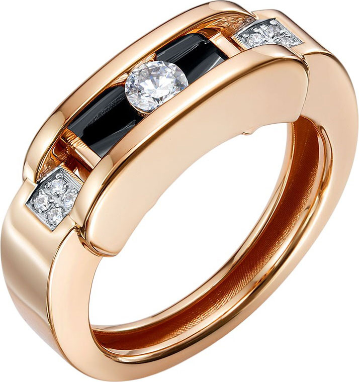 Женский золотой перстень BERGER BR111116 с бриллиантами, ониксом