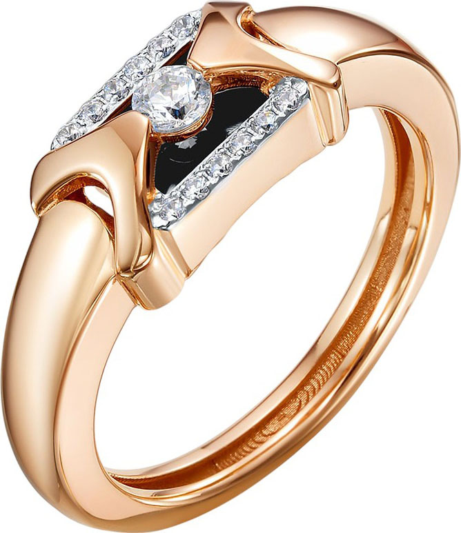 Женский золотой перстень BERGER BR111123 с бриллиантами, ониксом