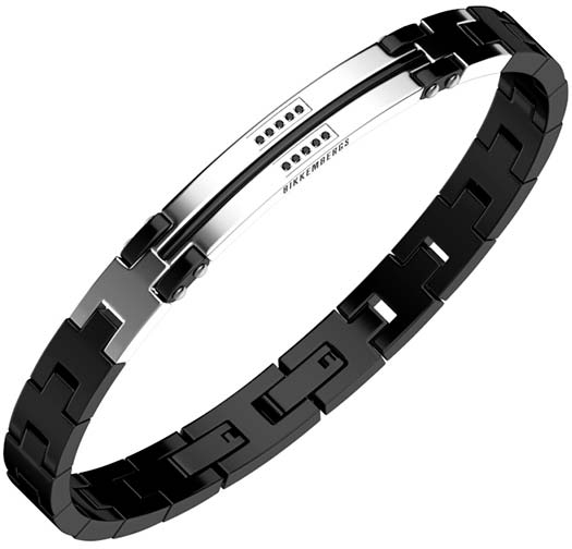 Мужской стальной браслет Bikkembergs CLAB02BW с черными искусственными бриллиантами